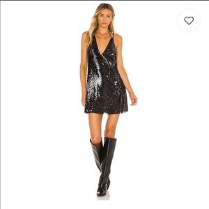 DOUBLE TAKE SEQUIN MINI DRESS IN BLACK ROSE COMBO